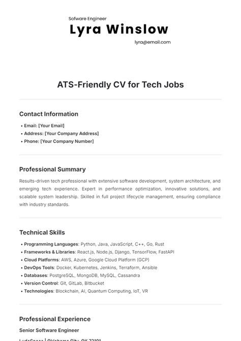 Free Ats Resume Templates To Edit Online And Download