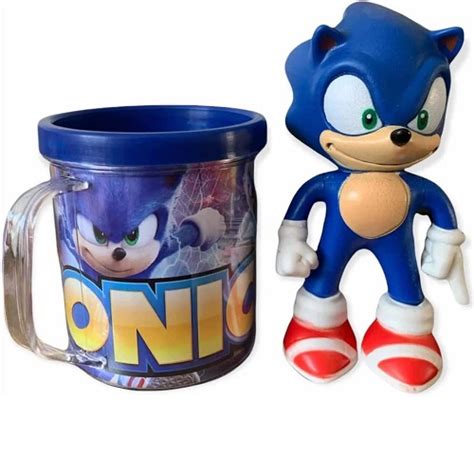 Kit Boneco Sonic Cm Sega Cole O Caneca Personalizada Ml