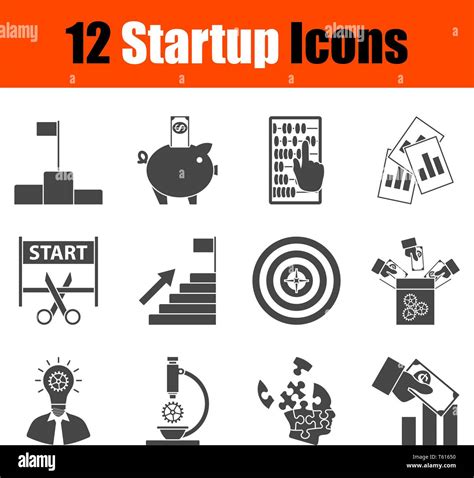 Startup Icon Set Fully Editable Vector Illustration Text Expanded