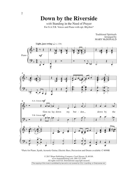 Down By The Riverside Sheet Music Mary Mcdonald Satb Choir