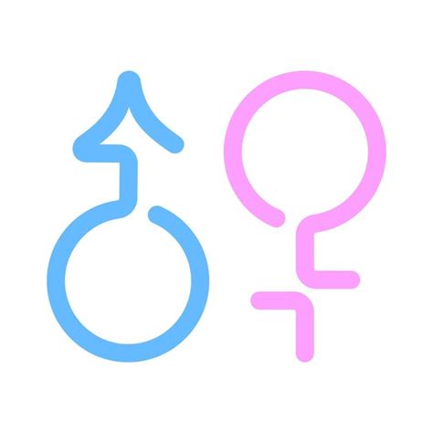 Símbolos de género iconos de línea masculinos y femeninos vector simple