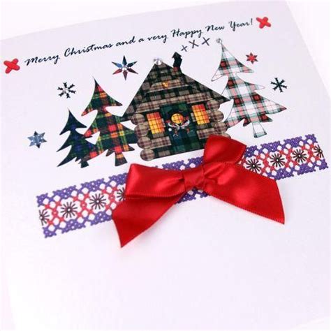 Beautiful Handmade Tartan Christmas Card Log Cabin Card Craft Crafts