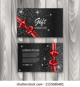 Set Shiny Gift Voucher Realistic Red Stock Vector Royalty Free