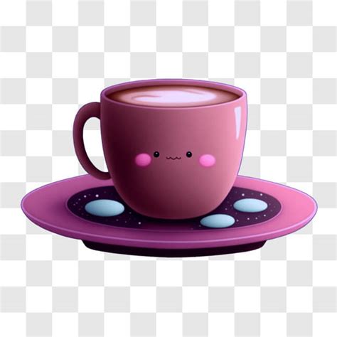 Baixe Adorável Xícara Rosa de Café Rosto Fofo PNG Creative Fabrica