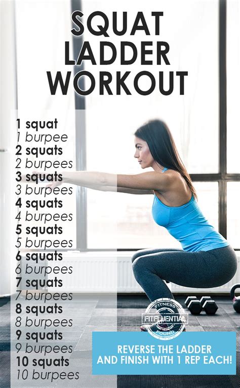 A Woman Doing Squats In Front Of A Window With The Words Squat Ladder