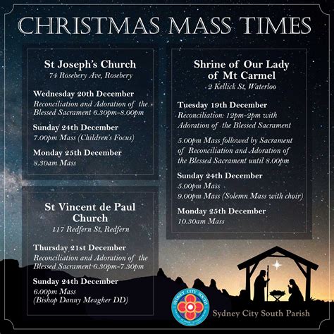 Mass Times Sydney City South Parish