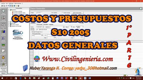 COSTOS Y PRESUPUESTOS S10 2005 DATOS GENERALES 1º PARTE YouTube