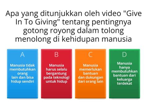 Gotong Royong Dalam Tolong Menolong Pancasila Kelas 5 Quiz