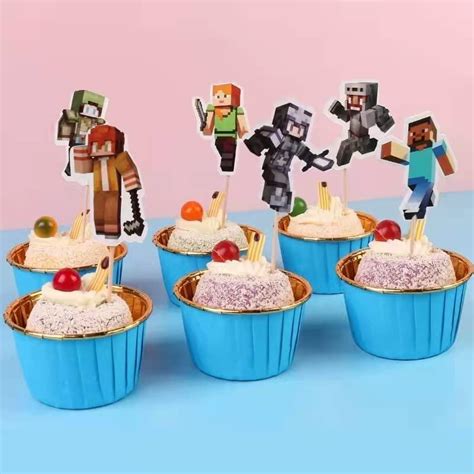 Pcs Miner Cupcake Toppers Video Game Happy Birthday Sign Stereo