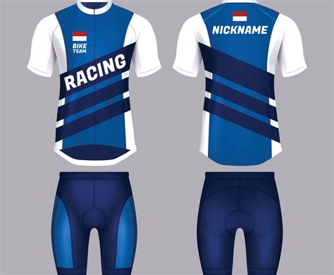 Realistic Blue and White Bike Jersey Template