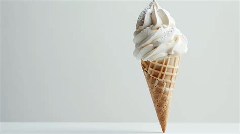 Premium Photo Vanilla Soft Serve Ice Cream In A Waffle Cone Its The