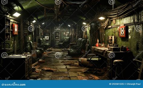 Abandoned Old Underground Bunker Interior Stock Illustration ...