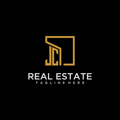 JC Initial Monogram Logo For Real Estate Design With Creative Square