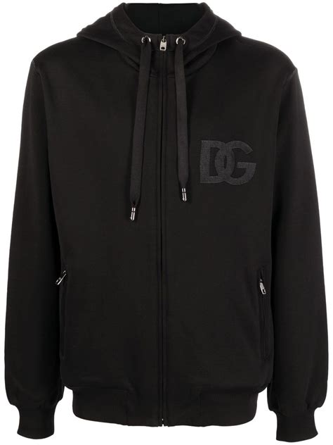 Dolce And Gabbana Dg Patch Hoodie In Black Modesens