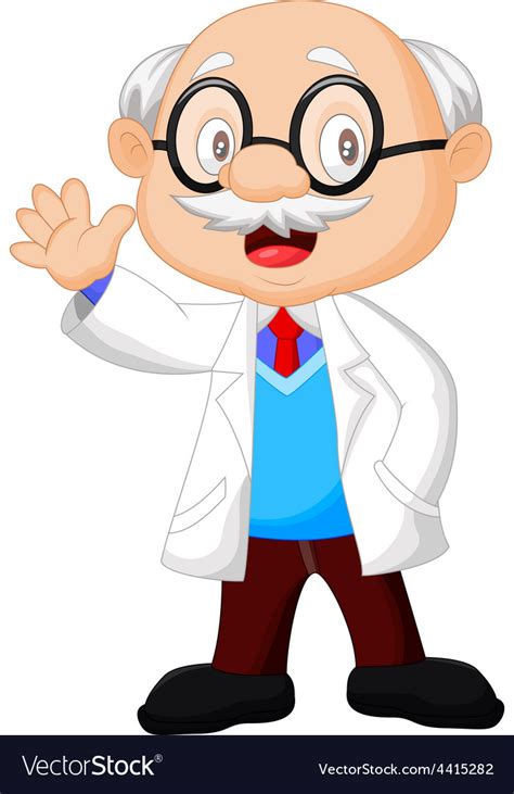 Professor cartoon waving hand Royalty Free Vector Image