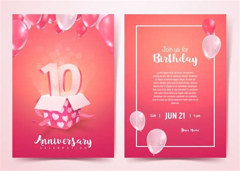 Premium Vector | 10th anniversary invitation card template