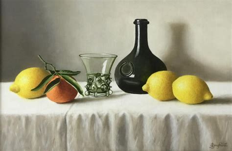 Anne Songhurst Pot Fruits Espagnol Avec Citrons Nature Morte