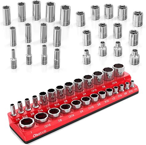 Olsa Tools Sae Socket 27pc Set And Red Magnetic Socket