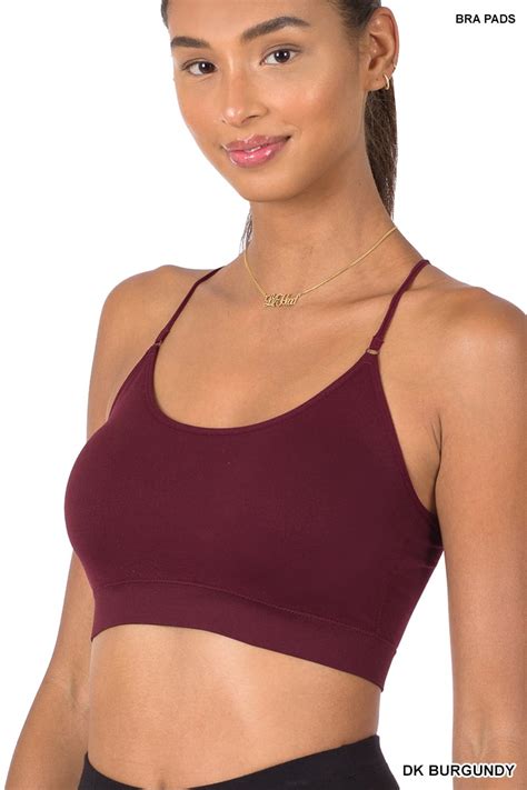 Zenana Women And Plus Cross Back Padded Seamless Bralette Sports Bras