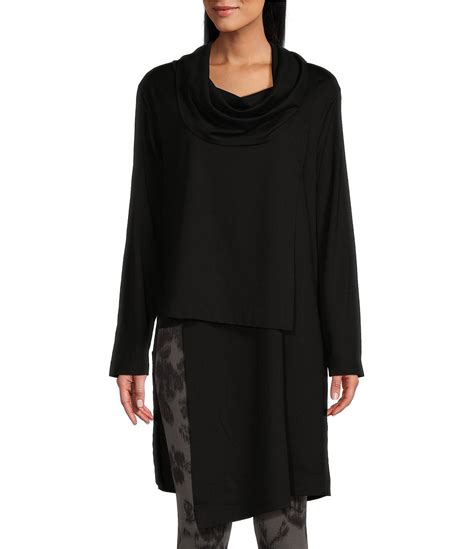 Bryn Walker Pita Modal Ponte Cowl Neck Long Sleeve Asymmetrical Front