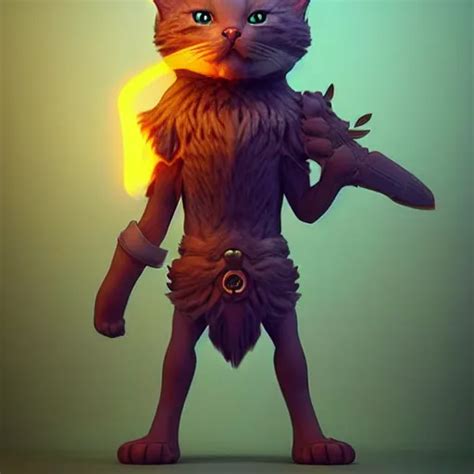 Super Cute Fantasy Cat Warrior 3D Concept Art By Stable Diffusion