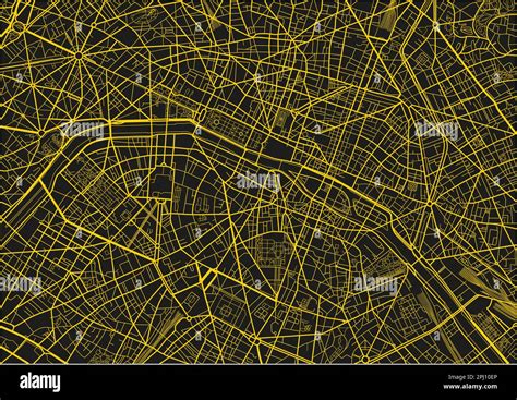 Black And Yellow Vector City Map Of Paris With Well Organized Separated