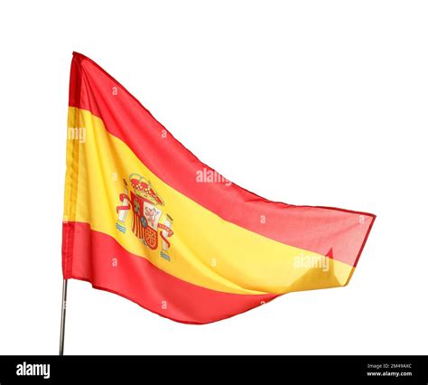 Flag Of Spain Waving On White Background Stock Photo Alamy