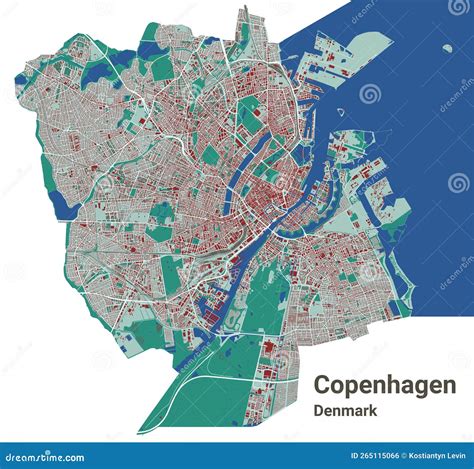 Copenhagen Cityscape Line Art Vector Illustration Cartoondealer