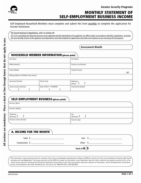 Self Employment Income Statement Template Beautiful Profit And Loss