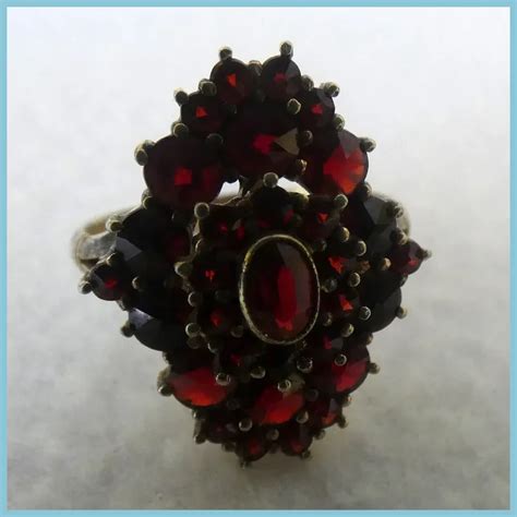 Antique Bohemian Garnet And 900 Silver Ring Ruby Lane