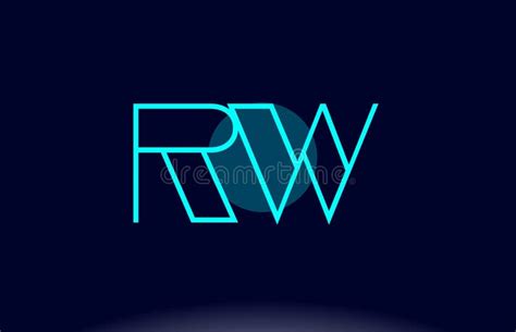 Rw R W Blue Line Circle Alphabet Letter Logo Icon Template Vector