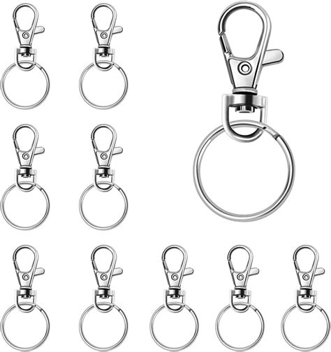 20 Pièces Anneaux Crochet Porte Clef Porte clés Rotatif Fermoir