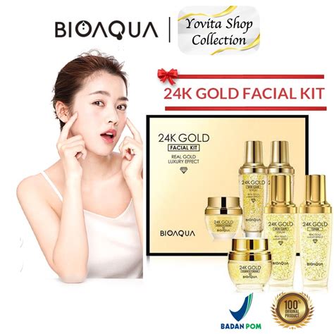 Jual Bioaqua K Gold Facial Kit Moisturizing Brightening Skin Real