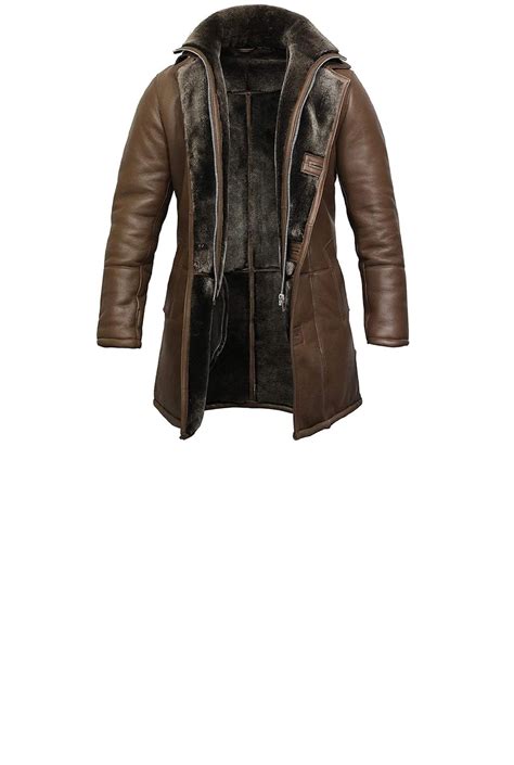 Mens Real Shearling Sheepskin Leather Warm Duffle Trench Coat Etsy Uk