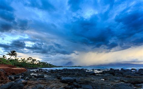 Wallpaper Sinar Matahari Pemandangan Matahari Terbenam Laut Batu