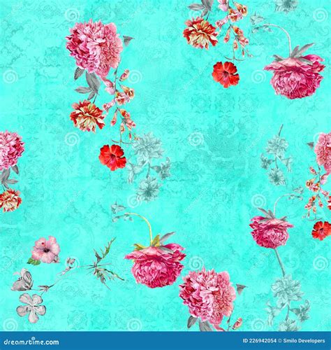 Seamless Beautiful Vintage Floral Pattern With Abstract Digital Floral