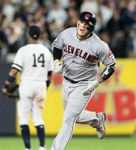 Indians Catcher Roberto Perez Rounds Second Base After Hitting A Home