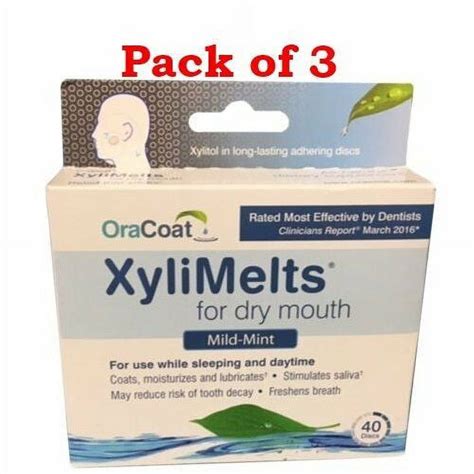 Oracoat Xylimelts Mild Mint Oral Discs For Dry Mouth Breath Freshening