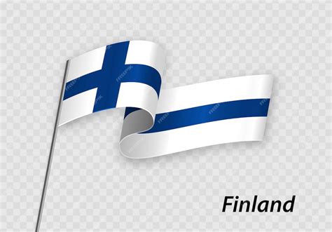 Premium Vector Waving Flag Of Finland On Flagpole Template For