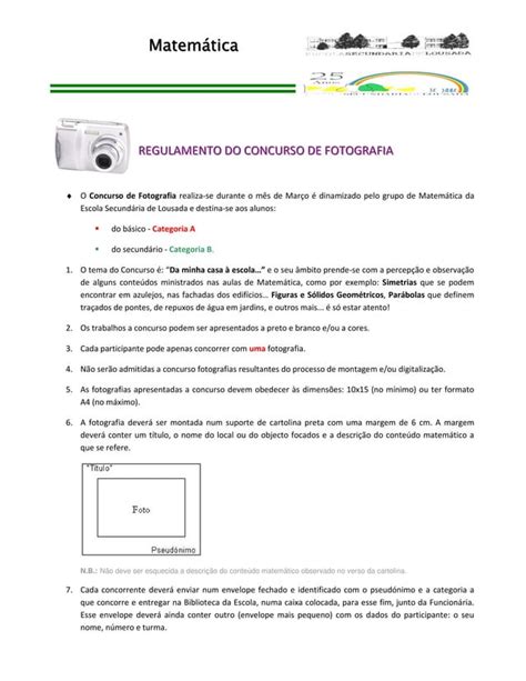 Regulamento Concurso De Fotografia 1 1 PDF