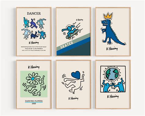 Set Of Keith Haring Prints Gallery Wall Set Digital Art Print Keith