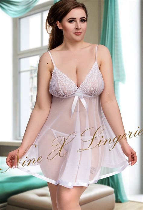 005 Sheer White Chemise Lace Bust M 6XL