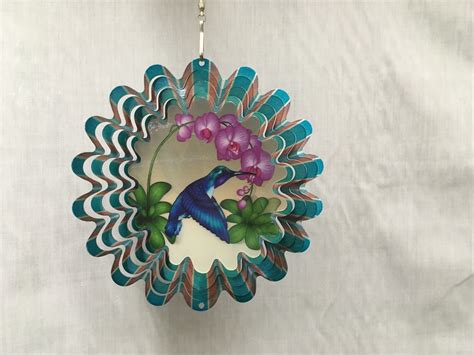 Hummingbird Blue Small Animated Wind Spinner