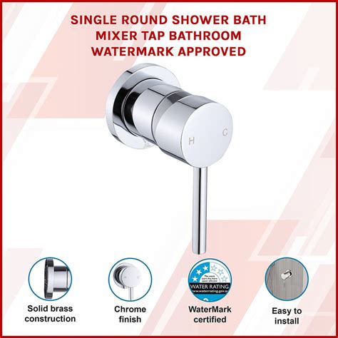 Single Round Shower Bath Mixer Tap Bathroom Watermark Approved Chrome