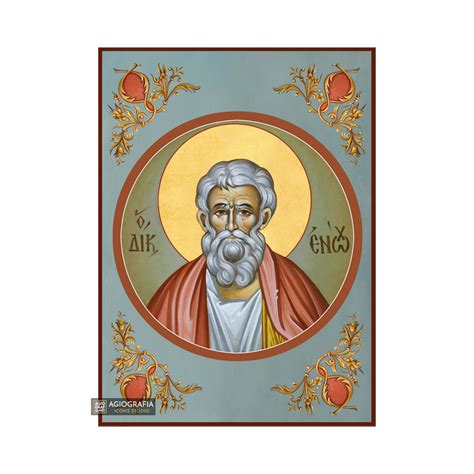 Prophet Enoch Greek Orthodox Wood Icon with Blue Background – Agiografia Icons