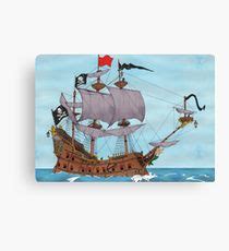 Pirate Ship Canvas Painting at PaintingValley.com | Explore collection ...