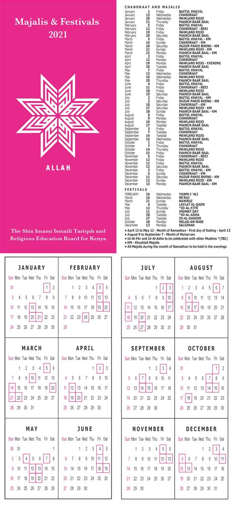 Majalis Calendar Lanny Modesty