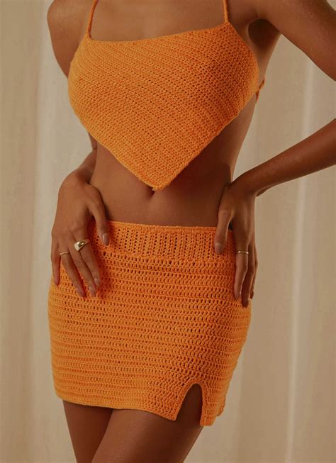 Island Sun Crochet Mini Skirt Tangerine Crochet Clothing And