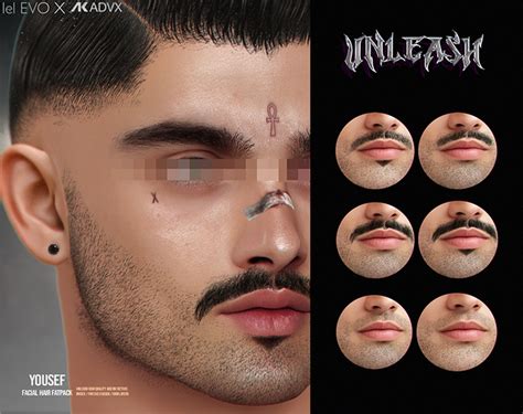 Second Life Marketplace Unleash Yousef Facial Hair Fatpack Evo X