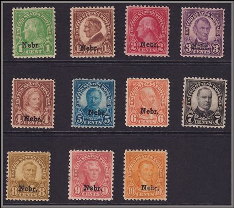 XOther Mint NH VF Nebraska Overprints Singles CV 530 50 CV